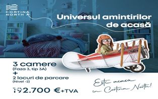 PROMO: 3 camere tip 3A cu 2 locuri de parcare| CORTINA NORTH