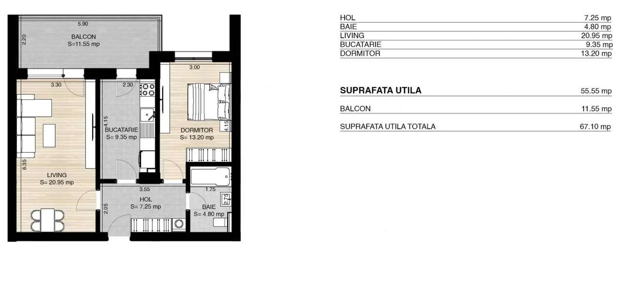Pipera Apartament 2 Camere LUX Decomandat Direct Dezvoltator Comision0 - Imagine principală: 3/7