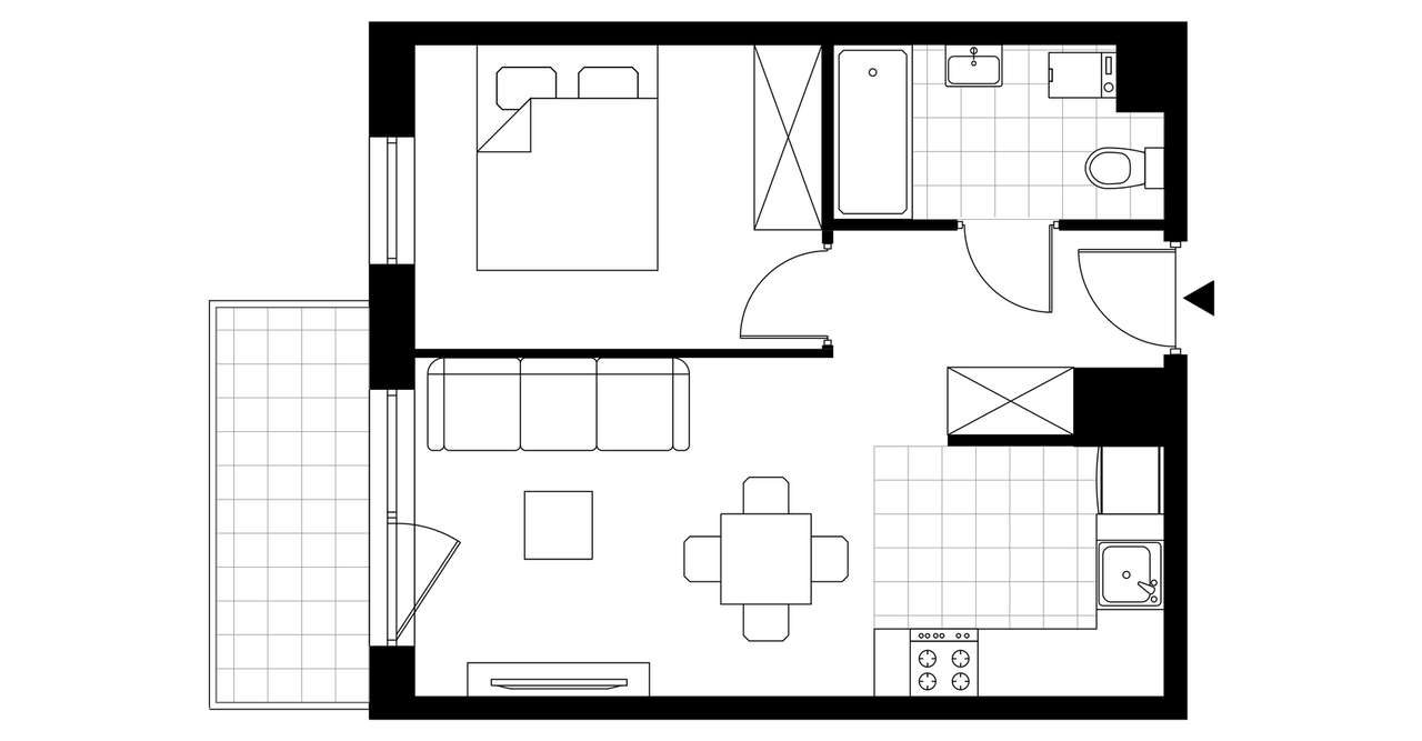 2-pokojowe mieszkanie 36m2 + balkon Bezpośrednio - Pełny obrazek: 3/8