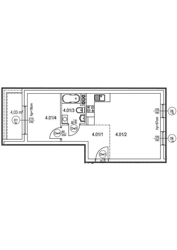 Nowoczesne mieszkanie - 41 m2, B1 4.01 - Pełny obrazek: 2/7