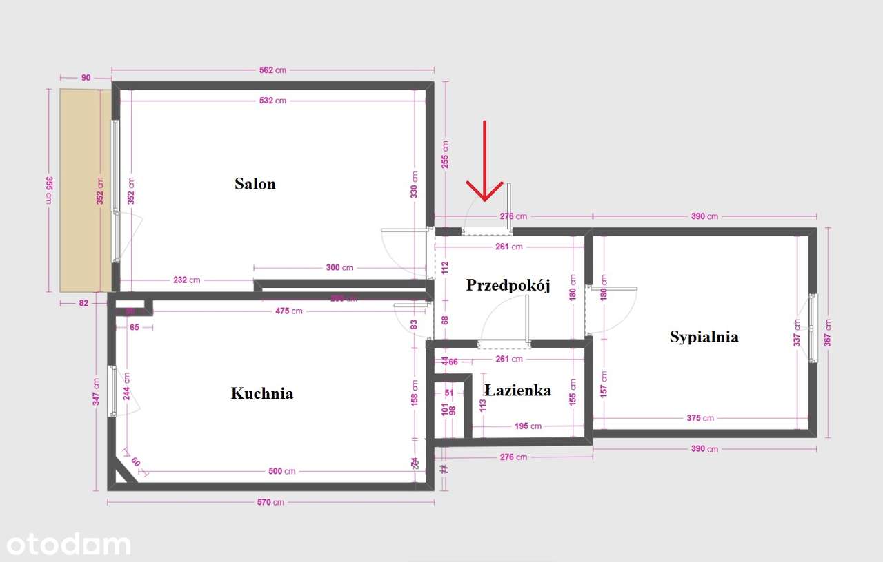 Parter 48,1m2 - 2 pokoje po remoncie ul. Kotabińskiego 11-16