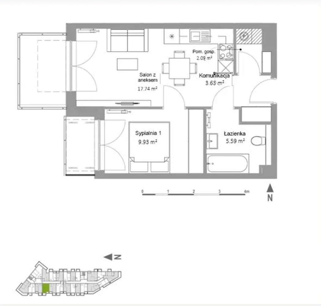 40 m2 Pruszcz Gdański - 3/3 piętro - 2pokoje - ekspozycja. zachodnia-12