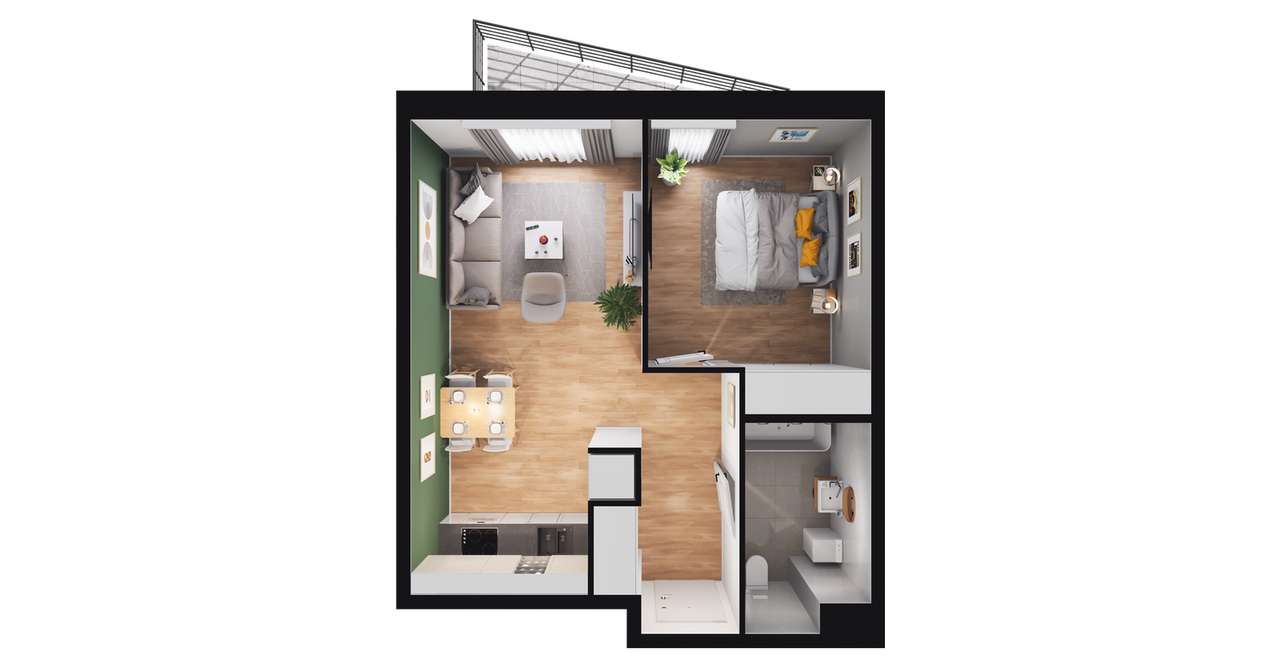 2-pokojowe mieszkanie 41m2 + balkon Bez Prowizji - Pełny obrazek: 2/7