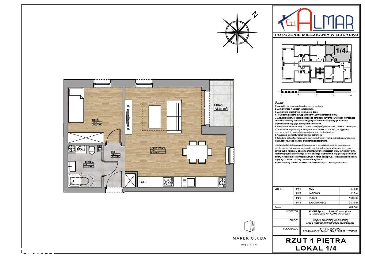 Apartament w Trzciance -blok B-lokal 1/4 - Pełny obrazek: 5/11
