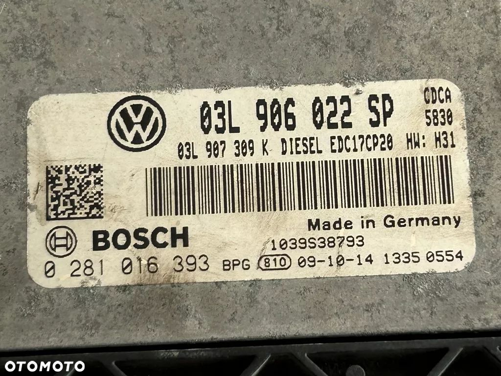 VW AMAROK 2,0 TDI KOMPUTER STEROWNIK SILNIKA 03L906022SP - 2