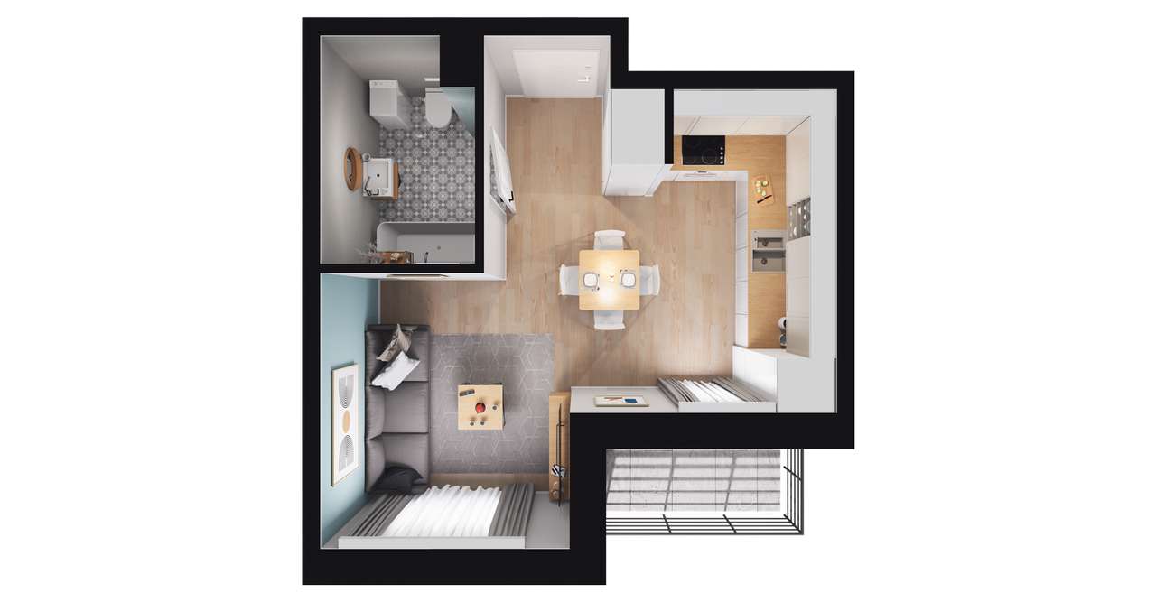 1-pokojowe mieszkanie 25m2 + balkon Bez Prowizji - Pełny obrazek: 2/8