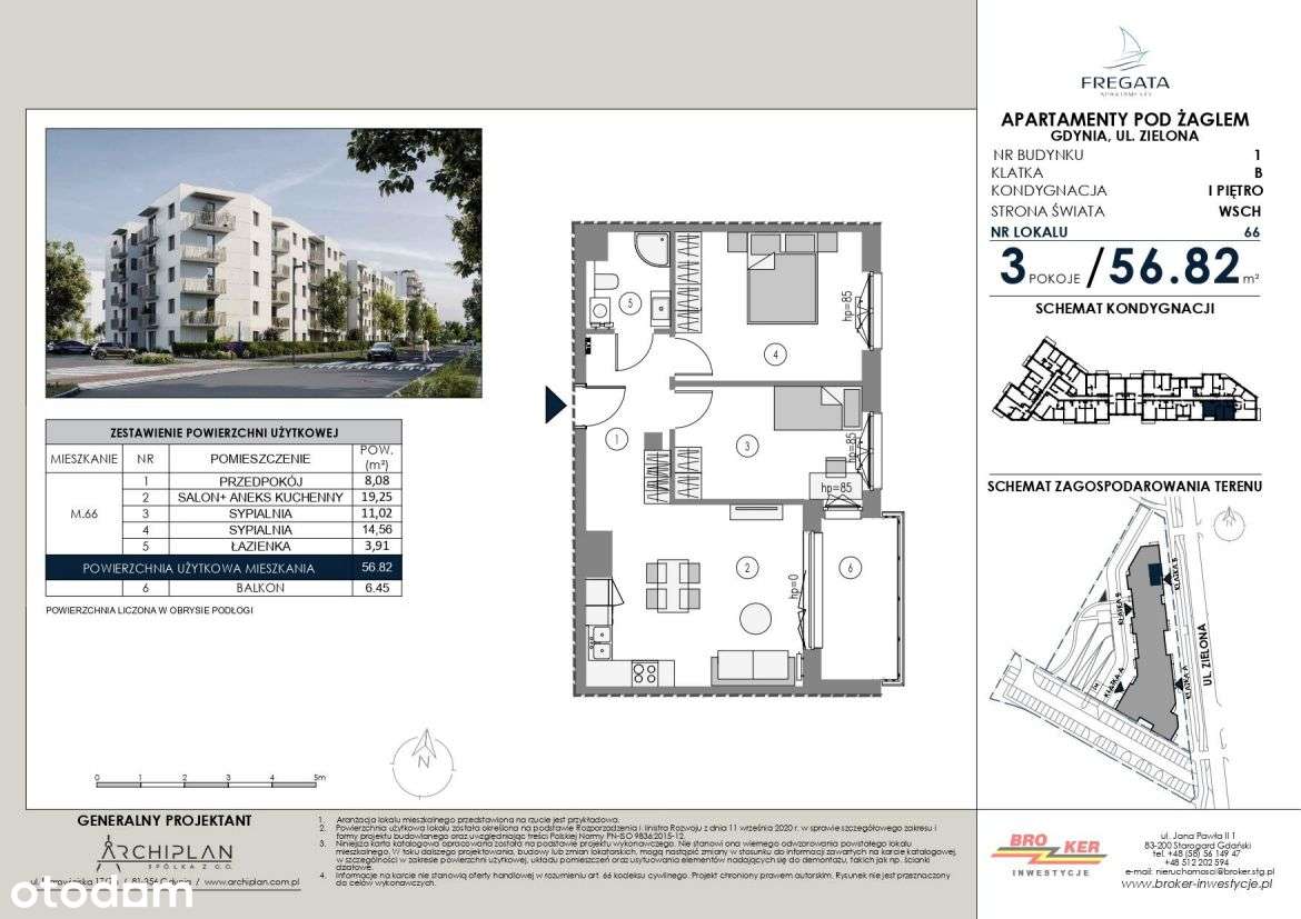3-pokojowe mieszkanie 56m2 + balkon Bezpośrednio - Pełny obrazek: 2/5