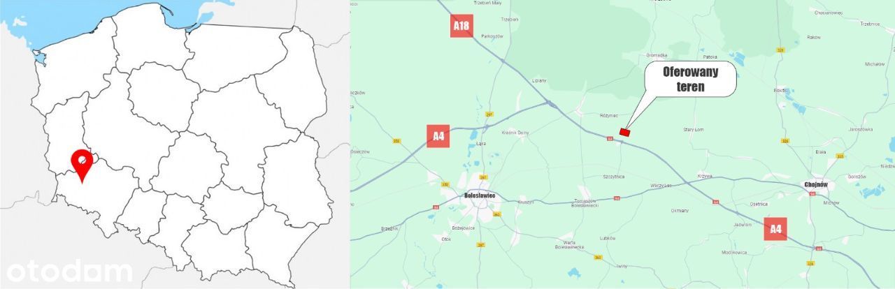 Działka przy skrzyżowaniu autostrad A4, A18, MPZP