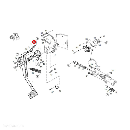 Drążek uruchamiający sprzęgło Fendt 339100101050 Oryginał - 4