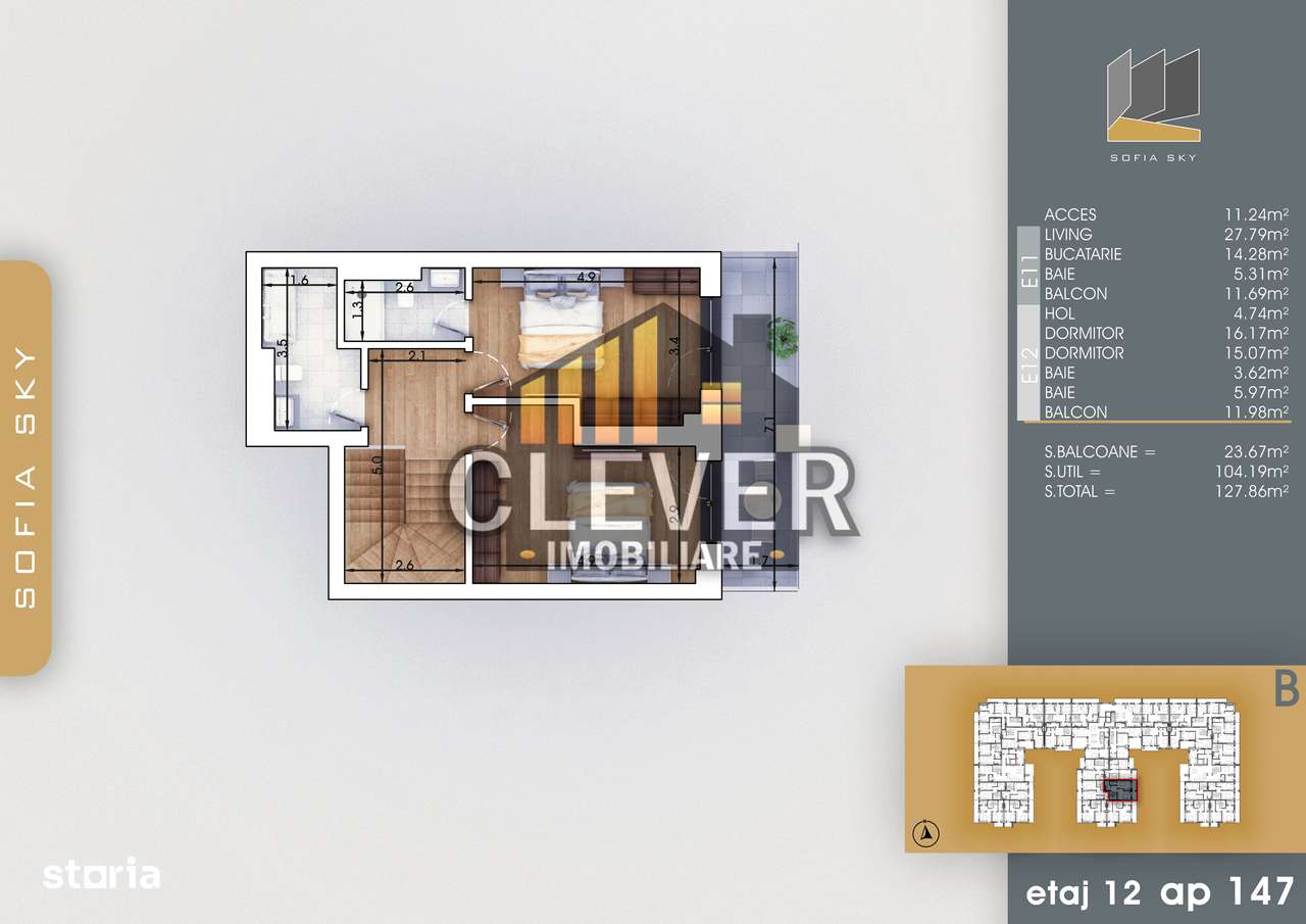 Apartament tip Dupex 3 camere-Bucatarie 14mp-Metrou N. Teclu - Imagine principală: 2/6