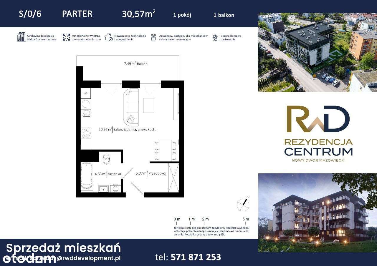 Rezydencja Centrum - ścisłe centrum Nowego Dworu Mazowieckiego - 1 pok - Pełny obrazek: 2/6