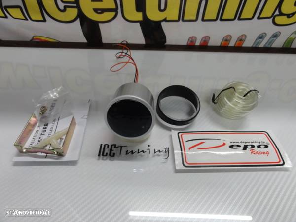 Manometro da Pressao do Turbo 3 bar Fundo Preto / smoke c/iluminaçao led branco Depo Racing Japan 52mm de diametro - 2
