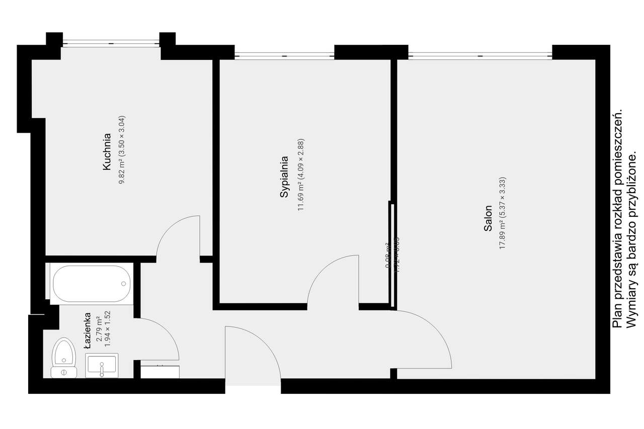 Mieszkanie 46 m2 – 2 pokoje – 1 piętro, ul. Franciszkańska 3-5-18