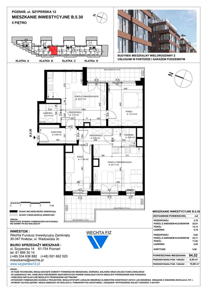 4-pokojowe mieszkanie 94m2 + 2 tarasy - Pełny obrazek: 2/7