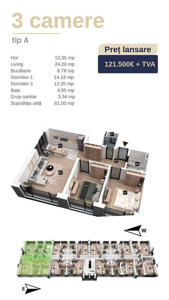 Apartament 3 camere | West Avenue Residence - Imagine principală: 2/13