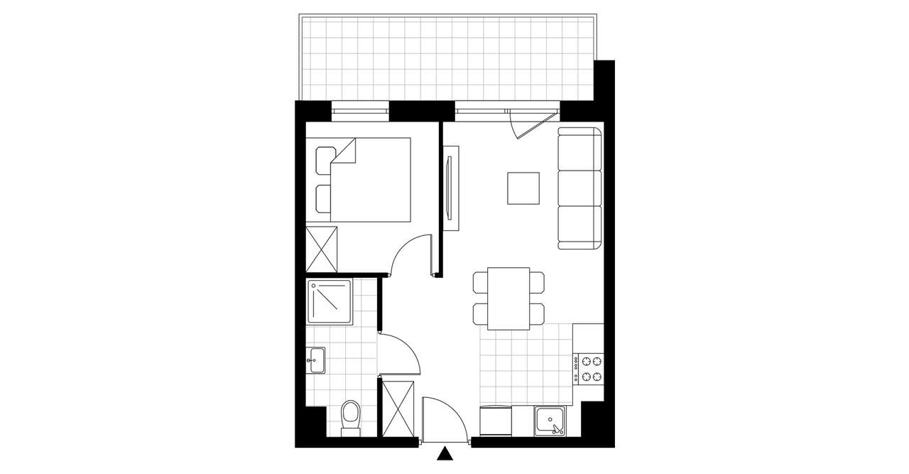 2-pokojowy apartament inwestycyjny 33m2 + balkon - Pełny obrazek: 3/8