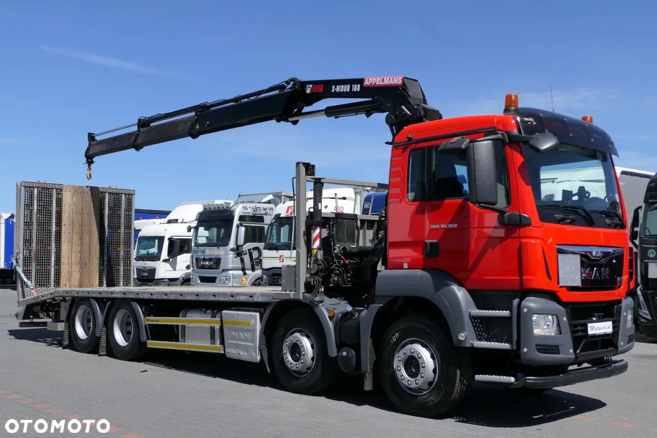 MAN TGS 35.360 / 8x2 -4 / LAWETA / + HDS HIAB 188 wysów: 8,5 m / NAJAZDY HYDRAULICZNE / EURO 6 / WCIĄGARKA / NA PODUSZKACH - 4