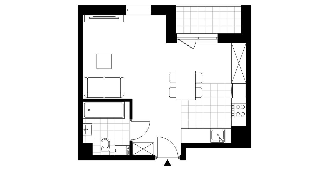 1-pokojowe mieszkanie 33m2 + loggia Bezpośrednio - Pełny obrazek: 2/7