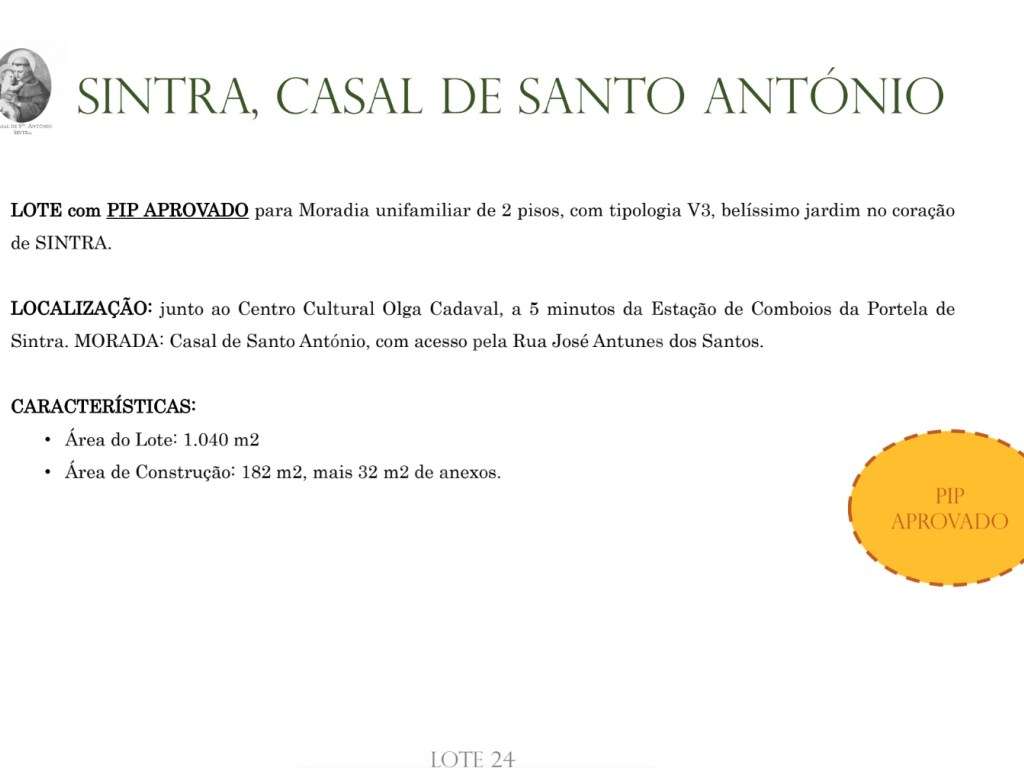 TERRENO COM PIP APROVADO NO CENTRO DE SINTRA - Grande imagem: 4/13