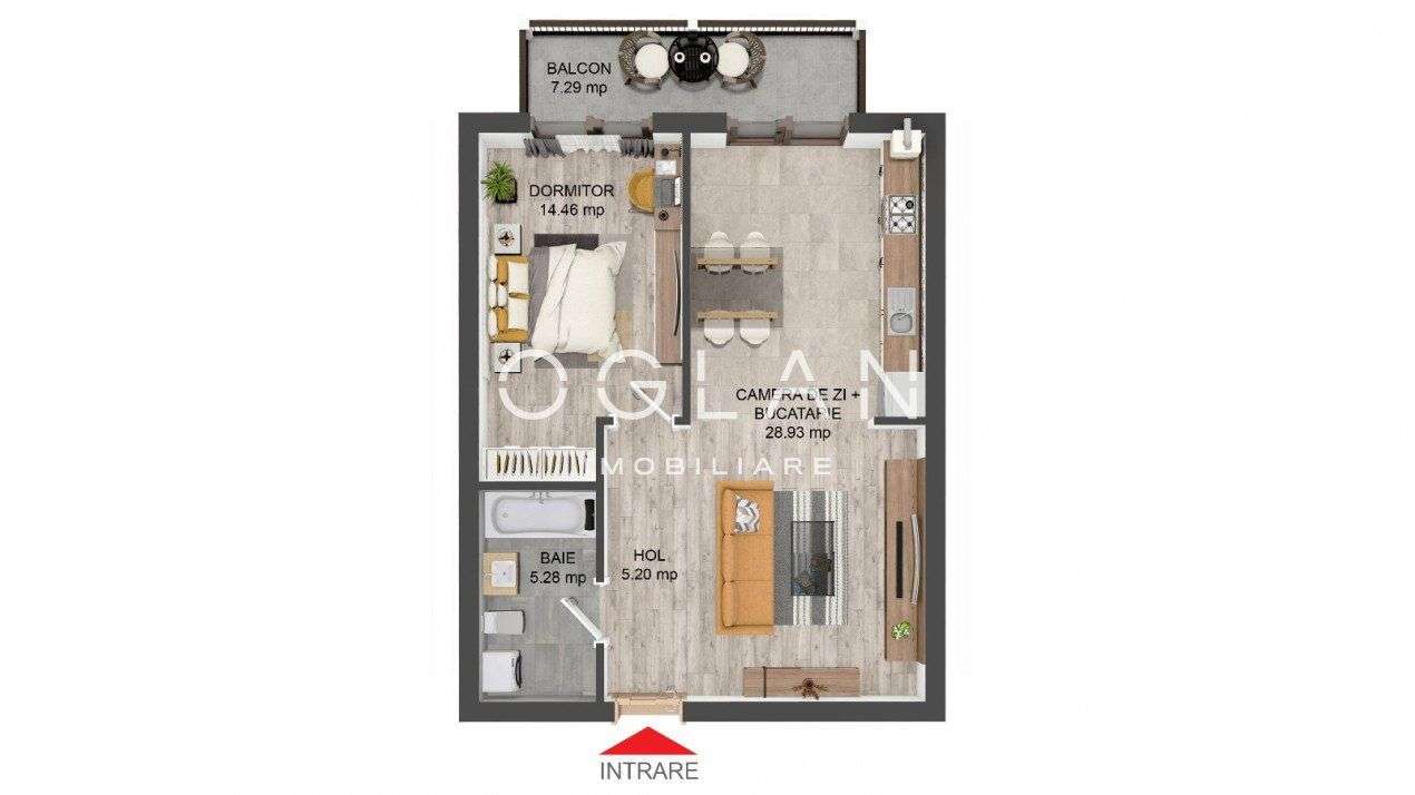 Apartament 2 camere,  54 mp+balcon 8 mp, Pictor Brana Comision 0% - Imagine principală: 3/13