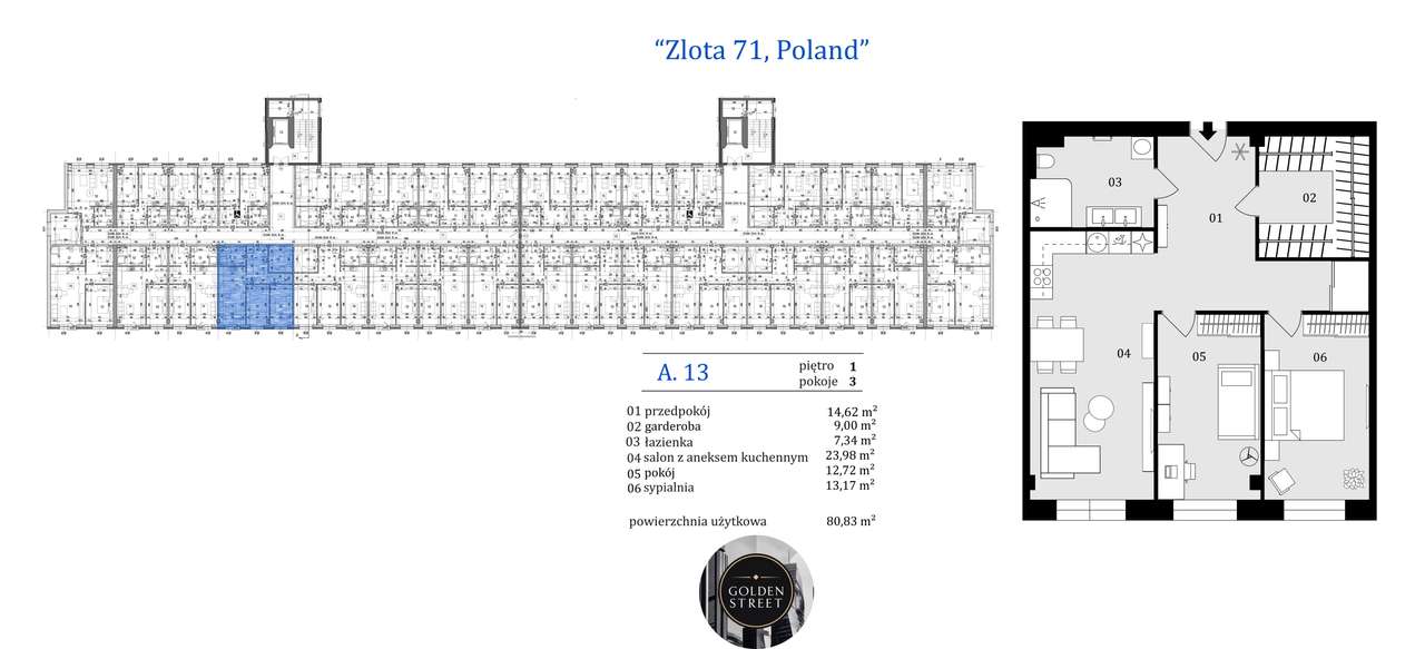 Złota 71 | mieszkanie 3-pok. | A.1.13 - Pełny obrazek: 5/11