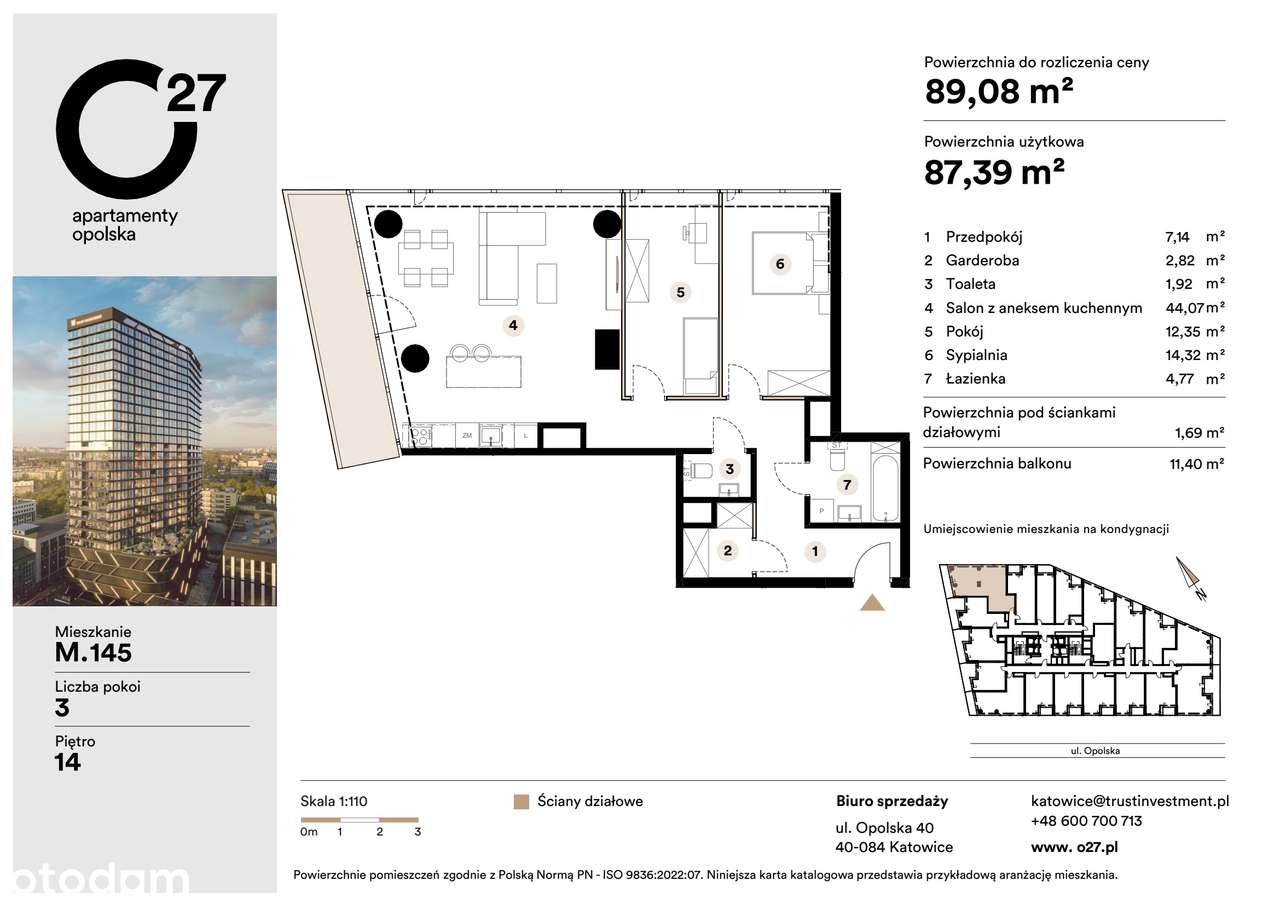 3-pokojowe mieszkanie 87m2 + balkon - Pełny obrazek: 2/10