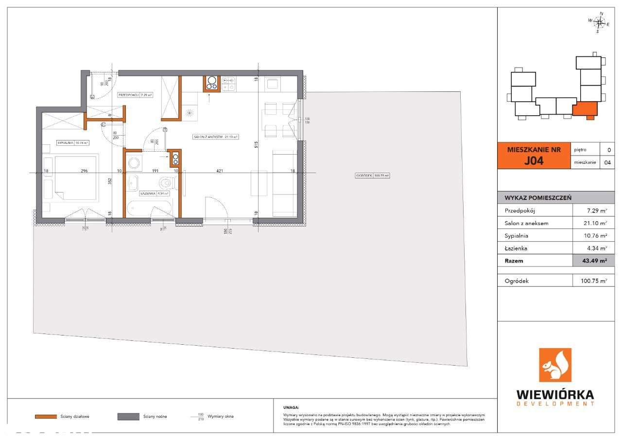 Nowa Sportowa | mieszkanie 2-pok. | J04 ogródek - Pełny obrazek: 2/6