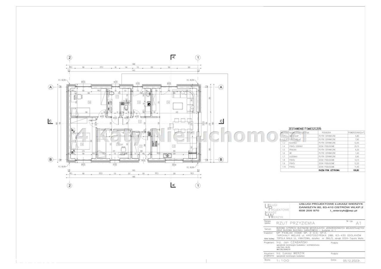 Topola M. Kwiatowa dom Parterowy działka 1290 - Pełny obrazek: 4/5