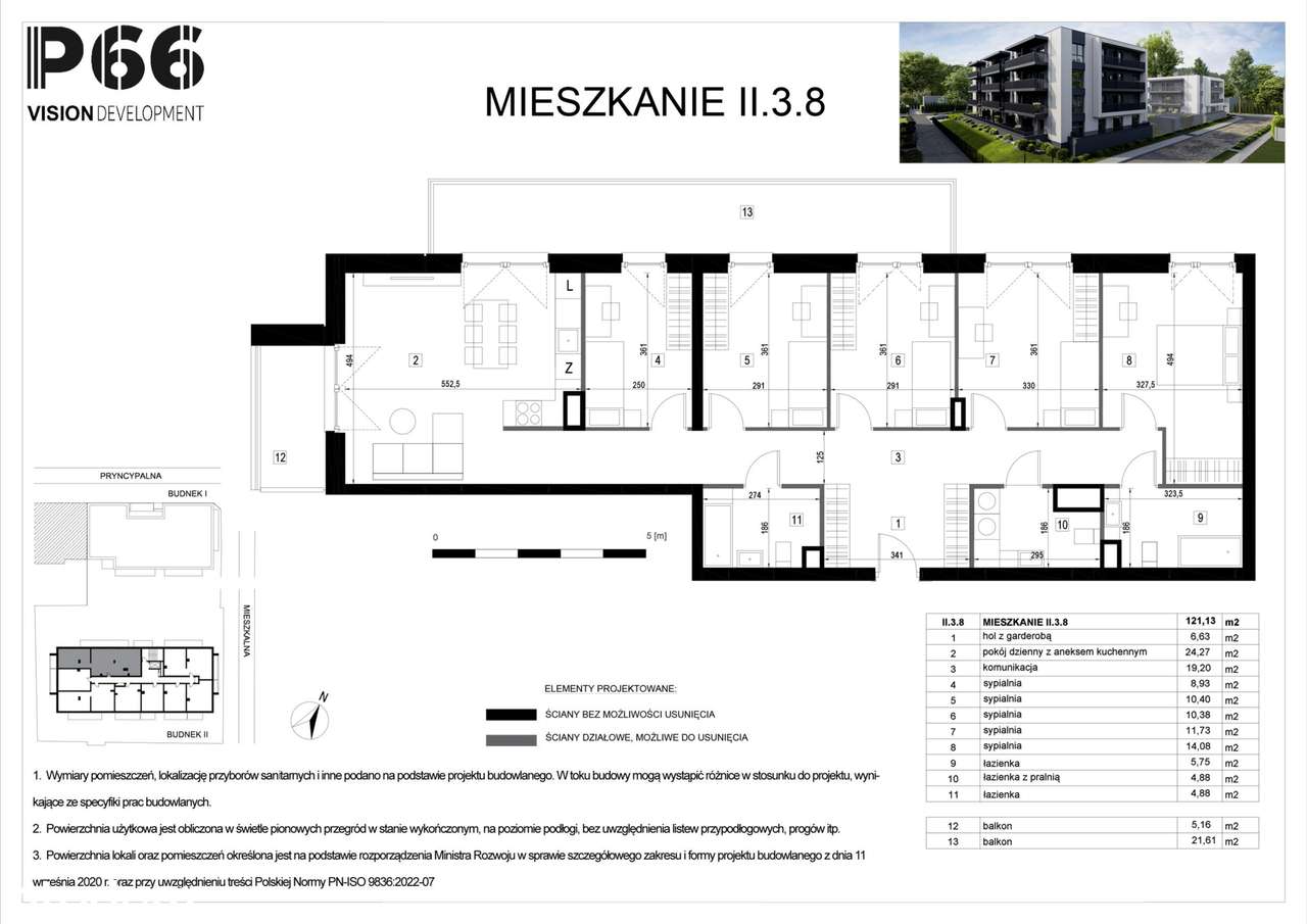 6-pokojowe mieszkanie 121m2 + 2 balkony - Pełny obrazek: 2/8