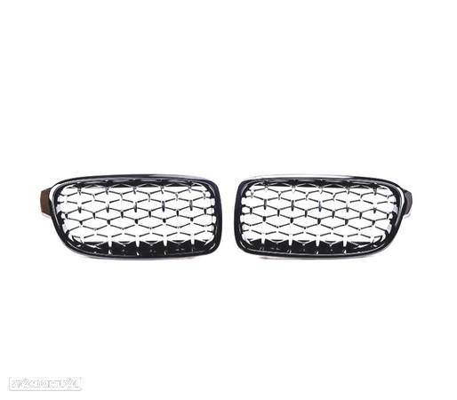 GRELHAS FRONTAIS PARA BMW SERIE 3 F30 F31 F35 11-18 DIAMANTE PRETO - BLACK DIAMOND - 1