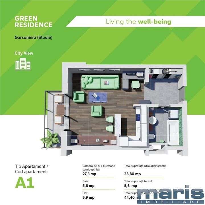 Apartamente cu 1 camere Tudor - Green Residence amenajate.-5