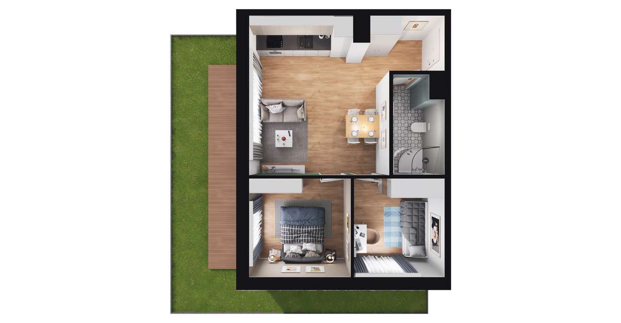 3-pokojowe mieszkanie 45m2 + ogródek Bez Prowizji - Pełny obrazek: 2/8