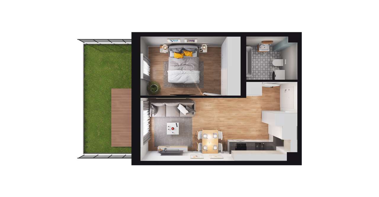 2-pokojowe mieszkanie 35m2 + ogródek Bez Prowizji - Pełny obrazek: 2/8