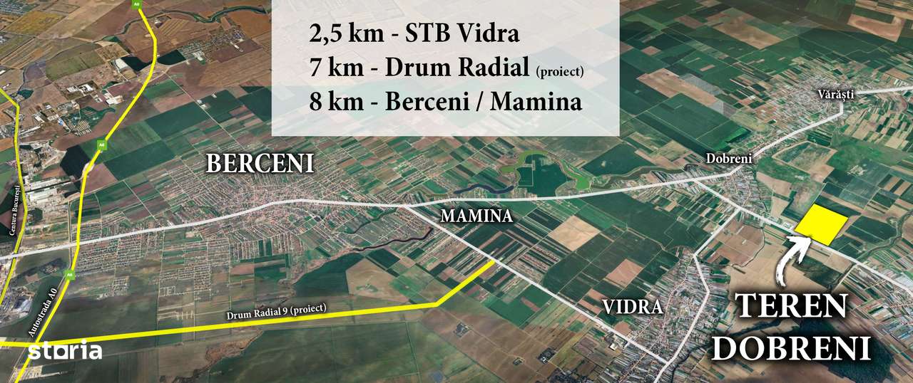 Teren intravilan 6860 mp Dobreni - Vidra - Berceni la 14 km de metrou - Imagine principală: 3/4