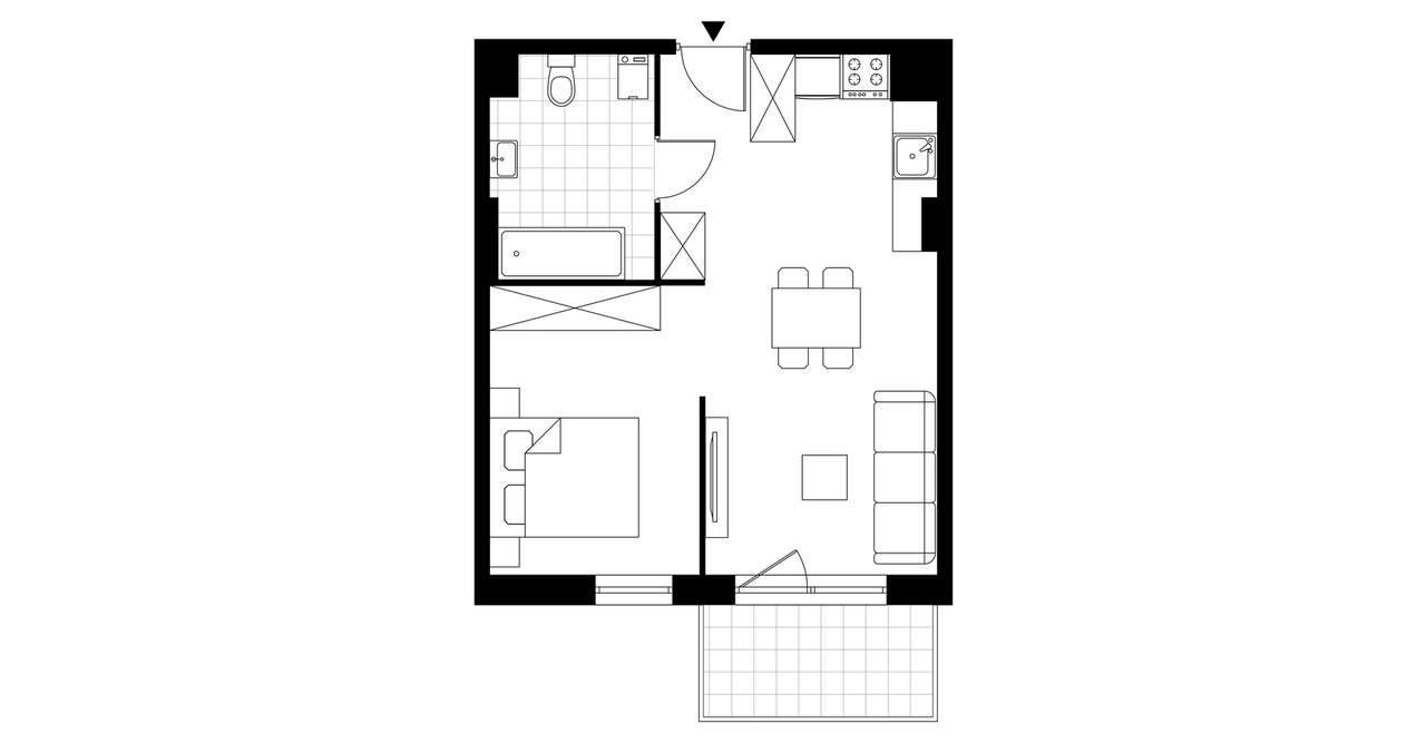 1-pokojowy apartament inwestycyjny 39m2 + balkon - Pełny obrazek: 3/8