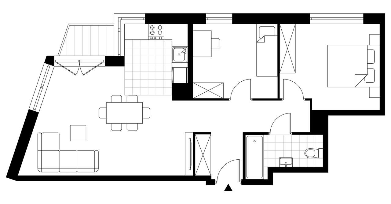 3-pokojowe mieszkanie 61m2 + loggia Bezpośrednio - Pełny obrazek: 3/7