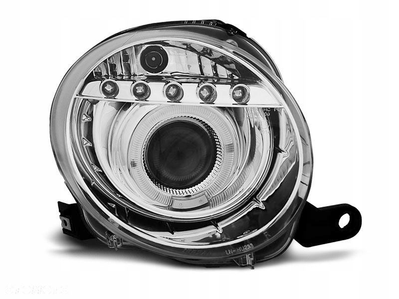 LAMPY REFLEKTORY FIAT 500 07- CHROME LED RINGI - 1