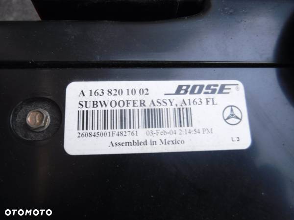 Mercedes ML W163 LIFT BOSE glosniki wzmacniacz SUBWOOFER  komplet A1638201002 A1638202789 - 6