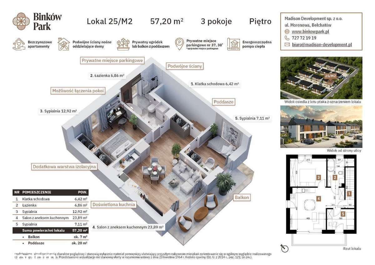 Binków Park - Apartament - taras - H2 - 3 pokoje - Pełny obrazek: 2/13