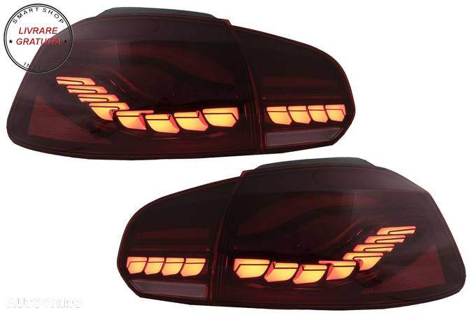 Stopuri Full LED VW Golf 6 VI (2008-2013) Rosu Fumuriu cu Semnal Dinamic- livrare gratuita - 1