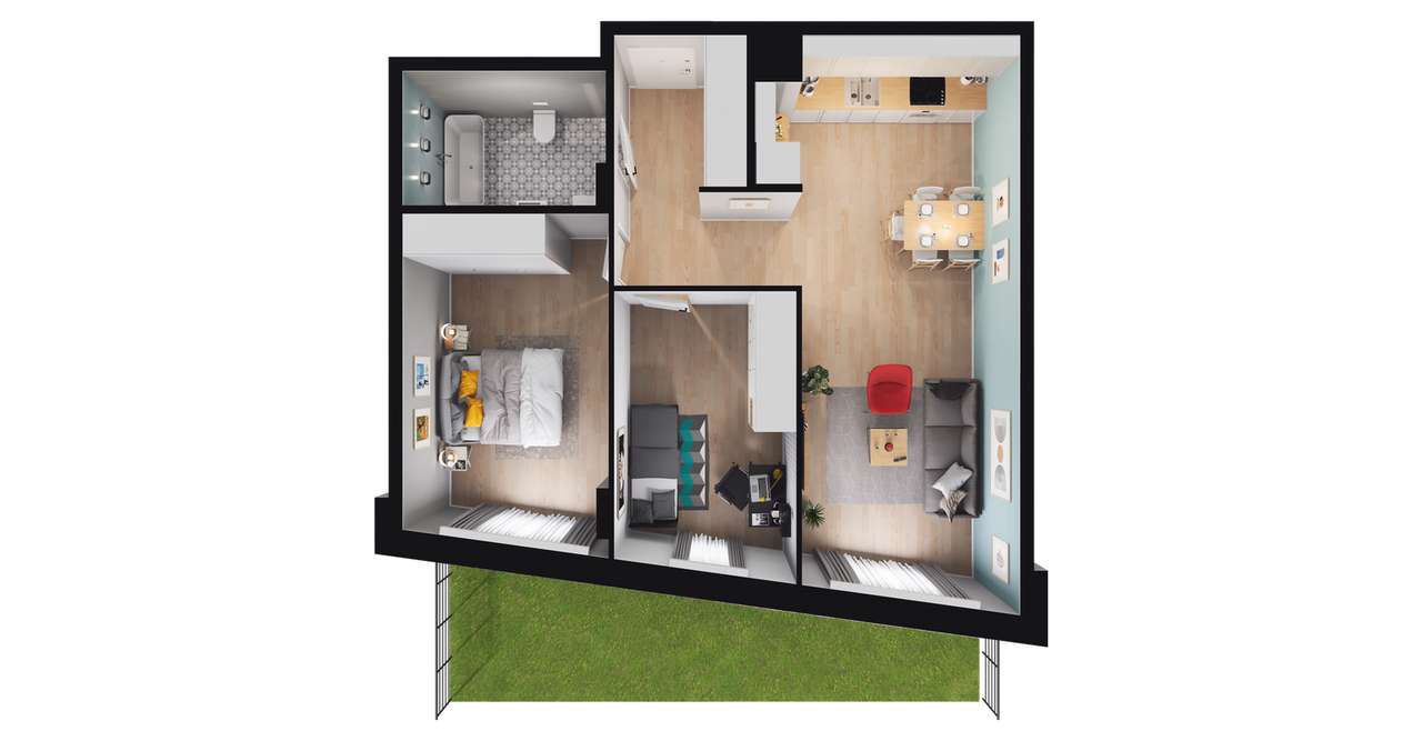 3-pokojowe mieszkanie 59m2 + ogródek Bez Prowizji - Pełny obrazek: 3/9