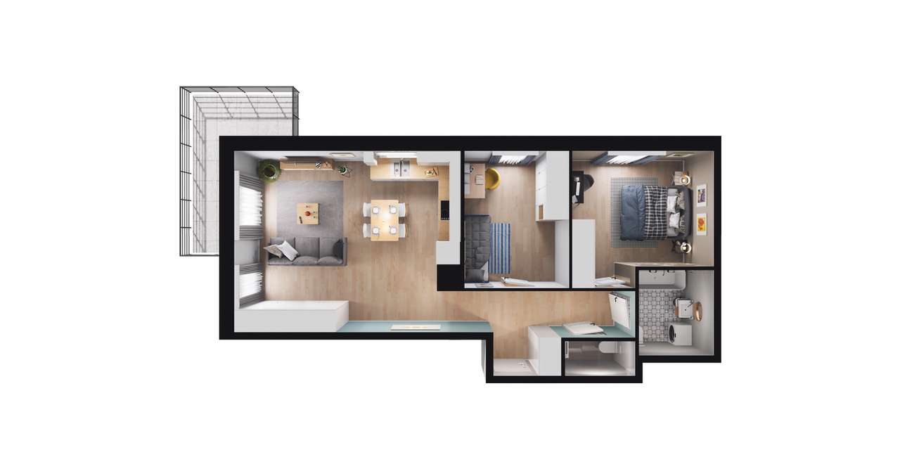 3-pokojowe mieszkanie 64m2 + balkon Bezpośrednio - Pełny obrazek: 2/8