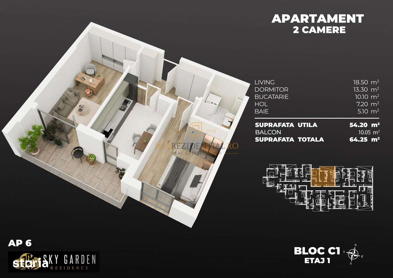 Apartament Direct Dezvoltator, 2 camere, spatios, Popesti-Leordeni - Imagine principală: 5/20