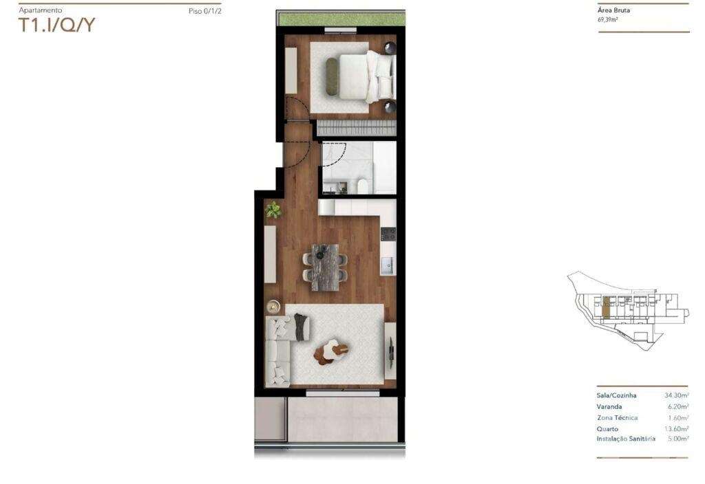 Apartamento T1 em Imaculado Coração De Maria de 69,00 m2 - Grande imagem: 5/10