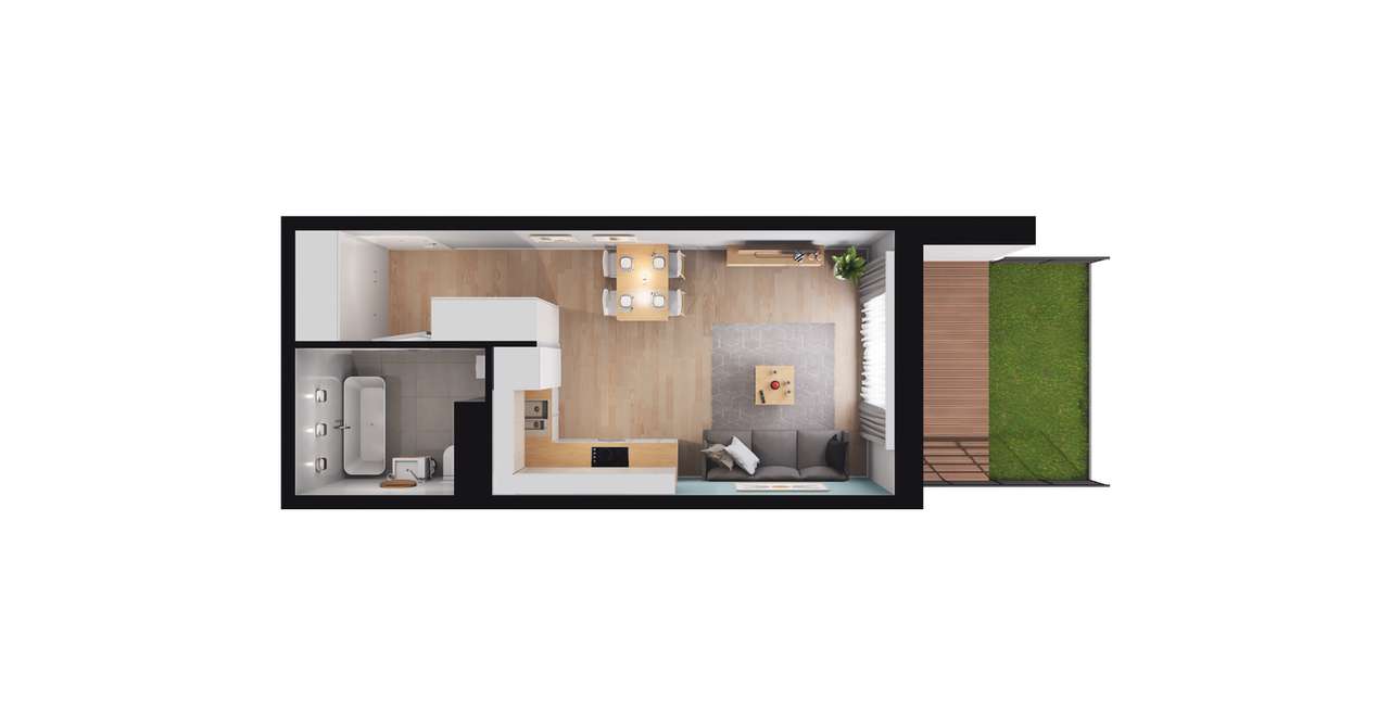 1-pokojowe mieszkanie 28m2 + ogródek Bez Prowizji - Pełny obrazek: 2/8