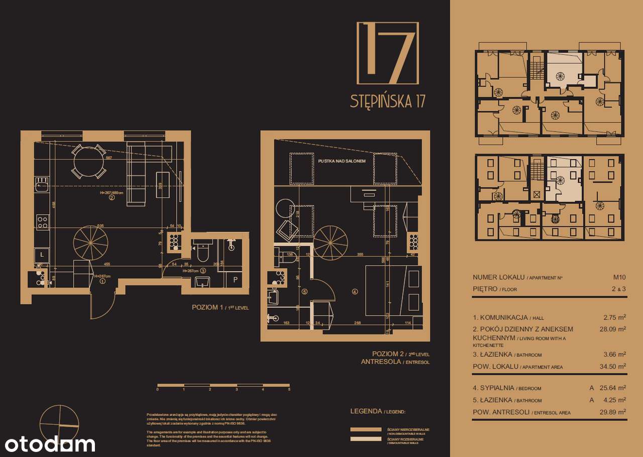 2 pokoje * 64,39m2 * 2 poziomy * Rewitalizowana kamienica Mokotów-1