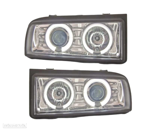 FARÓIS ANGEL EYES CCFL PARA VOLKSWAGEN VW CORRADO 88-95 FUNDO CROMADO - 1