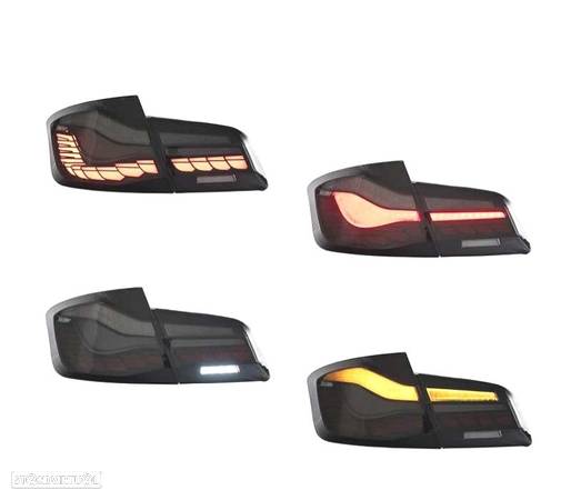 FAROLINS FULL LED DINAMICOS PARA BMW SERIE 5 F10 LIGHT BAR OLED 10-17 PRETO LOOK M4 - 4