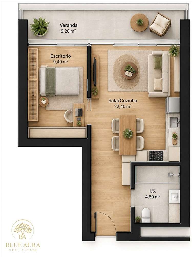 Apartamento T1 com Varanda em Condominio Privado-2