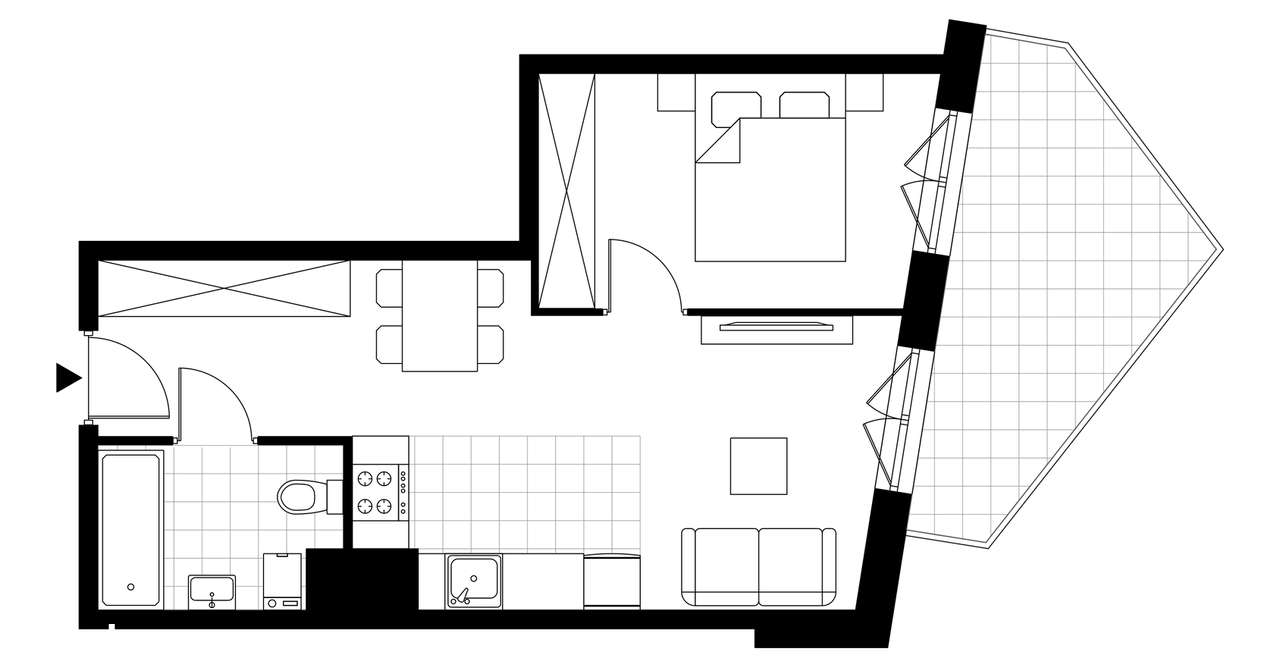 2-pokojowe mieszkanie 37m2 + loggia Bezpośrednio - Pełny obrazek: 4/9